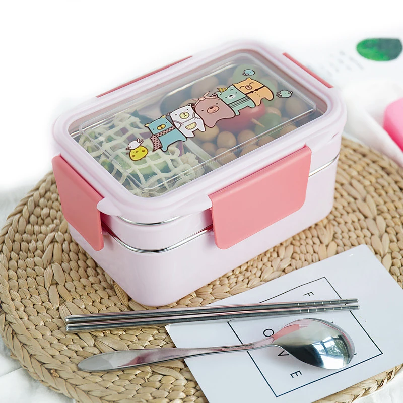 Cute Cartoon Stainless Steel Insulation Lunch Box Outdoor Portable 1-3  Layers Thermo Thermal Bento Box Kids Food Container - AliExpress