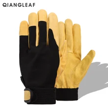 Qiangleaf marca nova proteção luva de segurança do couro dos homens amarelo motorista segurança corrida moto luvas trabalho 508np