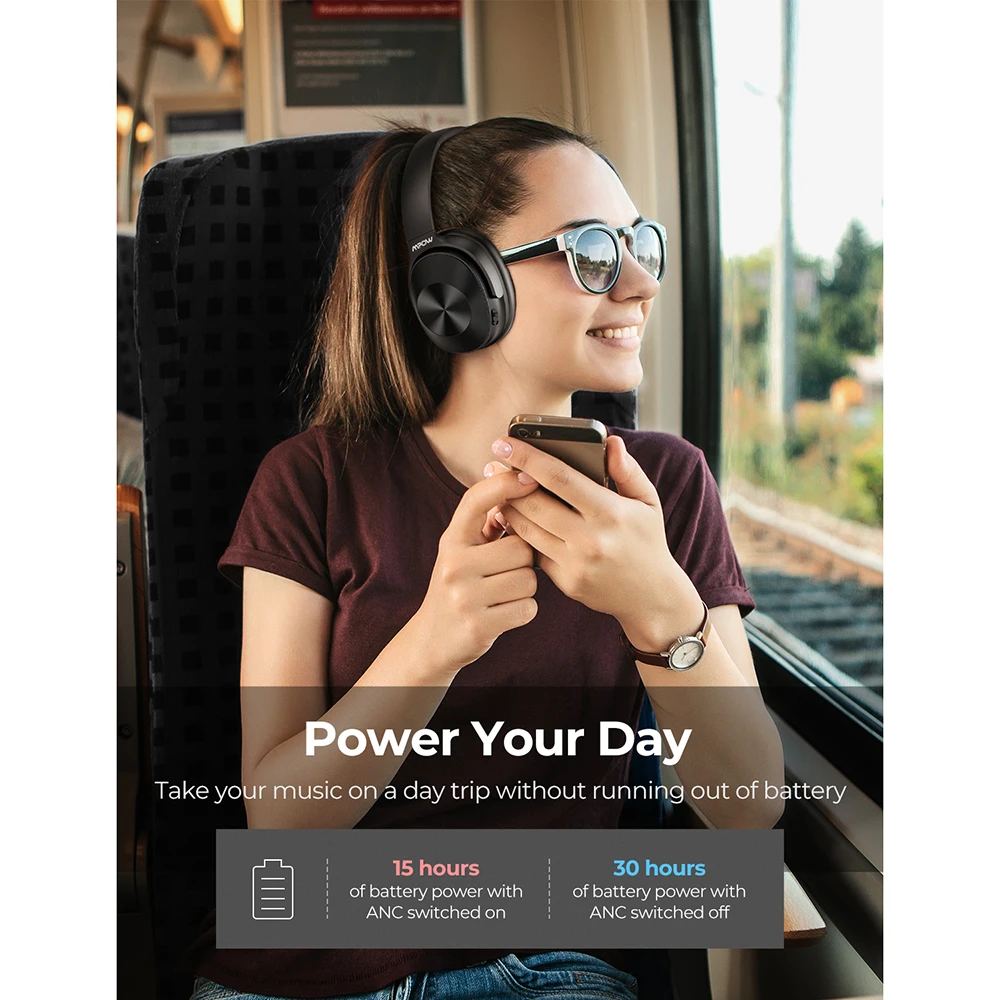 Comprar Auriculares Mpow H12 Bluetooth ANC Auriculares inalámbricos con cancelación activa de ruido Auriculares con cable con sonido de alta fidelidad graves profundos 30H Tiempo de reproducción