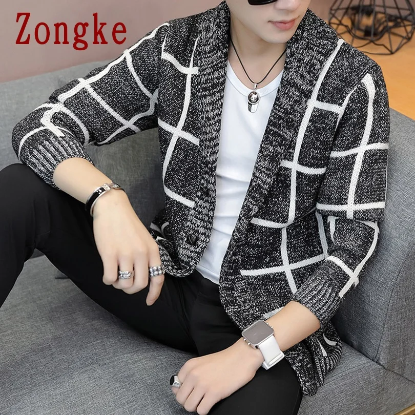 

Zongke 2020 New Spring Casual Sweater Men Coat Knitted Thick Cardigan Men Fashion Sweater For Mens Cardigan Slim Fit Warm M-3XL