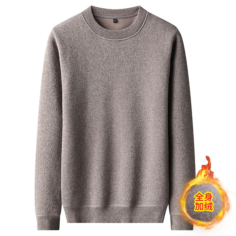 Men's O-neck Jumper Fleece Sweater Thick Warm Winter Casual Fashion Solid Versatile Top Brand Hombre Knitted Pullover pullover mens thick warm knitted pullover men sweater solid fashion turtleneck sweaters half zip warm fleece winter coat casual