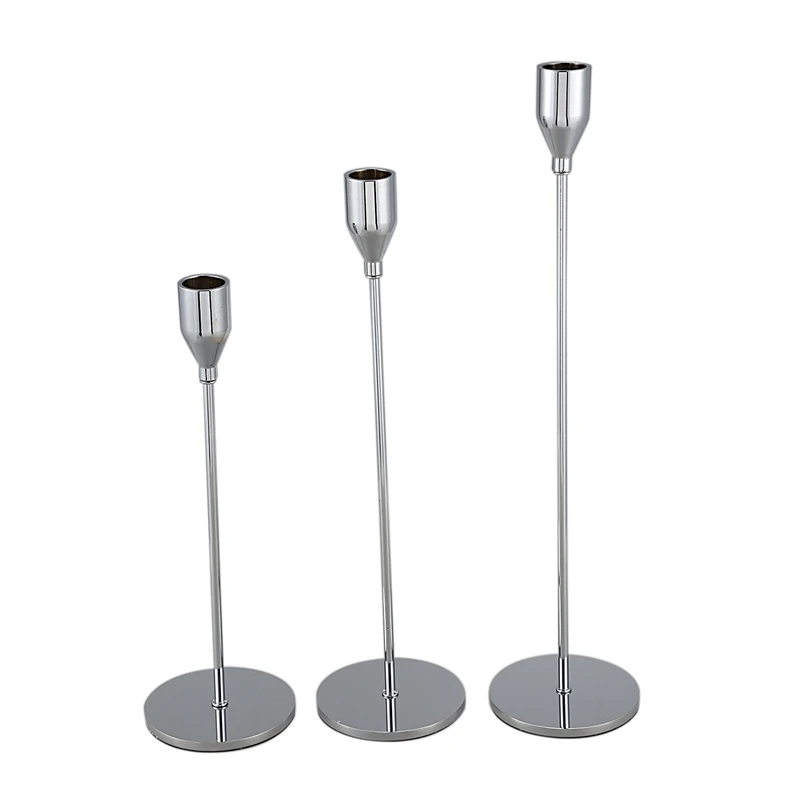 

3 Piece Set Of Golden Cone Candlestick, Candle Holder for Wedding and Table Decoration, Metal Candlestick, Suitable for 3/4 Inch