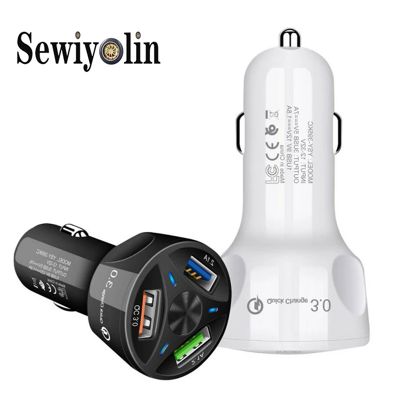 

2019 NEW Fast Charge Car Charger 3-Ports Fast Charger for Car Phone Charging Adapter with USB Magnetic Cable for Phone Sewiyolin