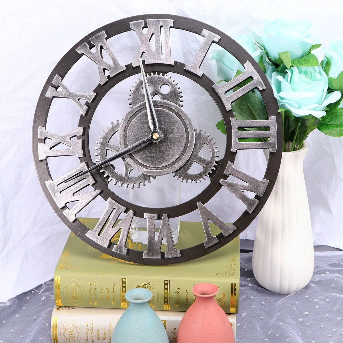 Home Living Room Decor Industrial Creative Gear Wall Clock Decorative Retro Wall Decoration Salon Hotel Cafe Vintage Wall Watch