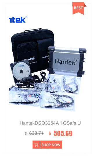 Hantek 4CH USB осциллографы для ПК 1GSa/s 2 мВ-10 V/DIV 250 МГц осциллограф 200MSa/s DDS Функция/генератора сигналов произвольной формы генератор сигналов