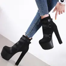 A+ A& модная женская обувь на очень высоком каблуке толстый каблук ботинки на высоком каблуке 16 см размер 34-40