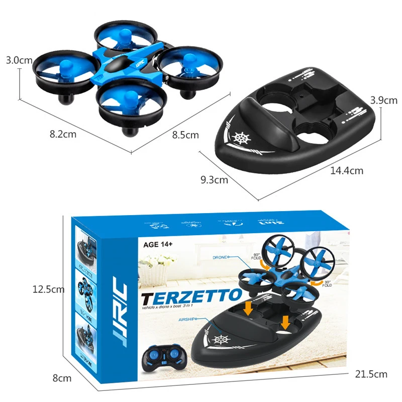 Модернизированный H36 JJRC H36F Terzetto 1/20 2 4G 3 в 1 Радиоуправляемый Летающий Дрон Land Driving