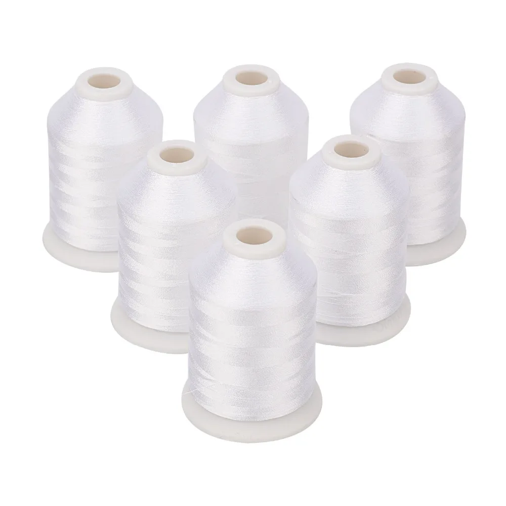 6 white polyester embroidery bobbin thread