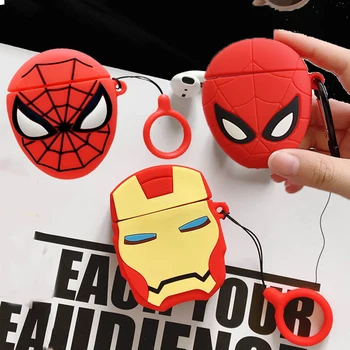 

Super Hero 3D Iron Man Silicone Case for Apple Airpods 1 2 Wireless Earphone Headphone Avengers Spiderman Cover Charging Box