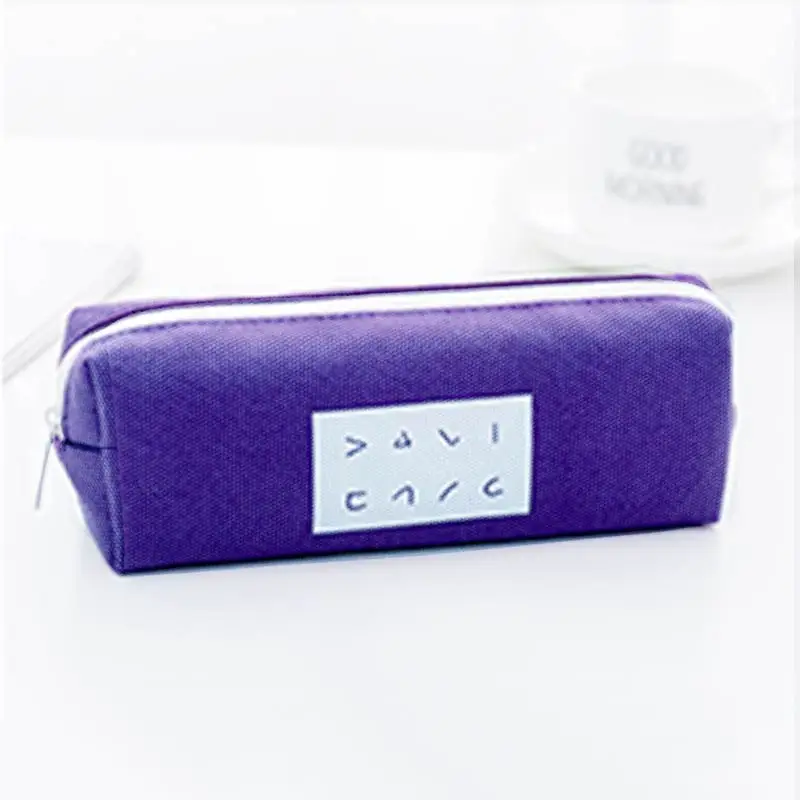 Medium Purple В Корейском стиле для девочек, высокого Ёмкость милые холщовые с застежкой-молнией 1 ручка PC коробка креативный пенал для карандашей для школьный пенал школа - Цвет: Medium Purple
