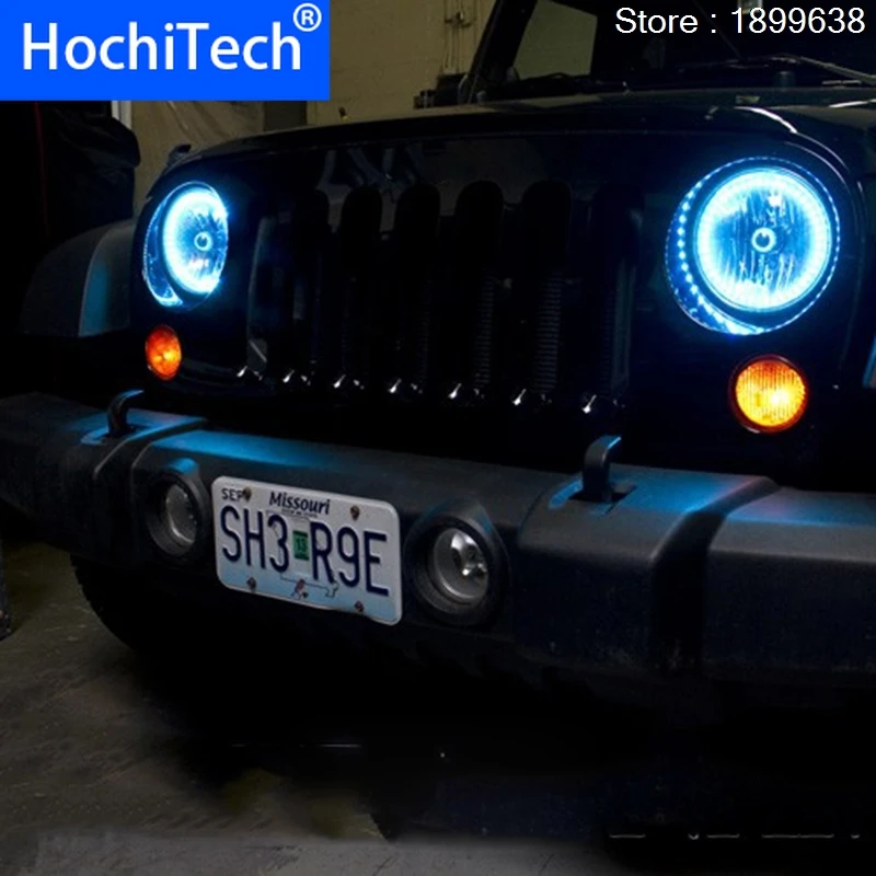 

for Jeep Wrangler 2007 - 2016 RGB LED headlight rings halo angel demon eyes with remote controller