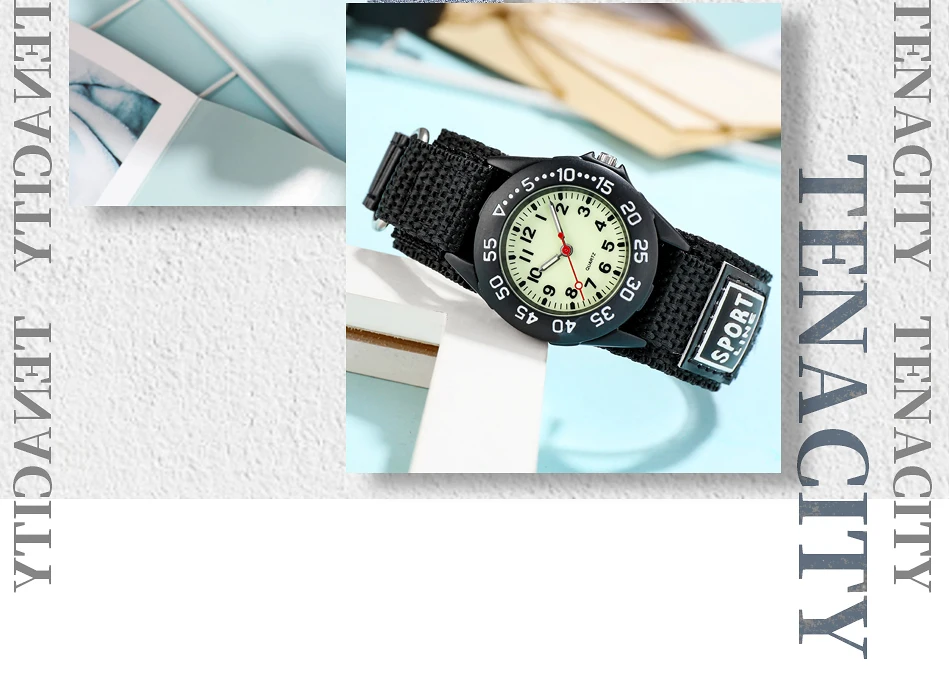 Spinning Bezel Kid Quartz Watches Boy Nylon Straps Children Cute Clock Rotary Dial Arabic Number Boys Watch Kids Watch