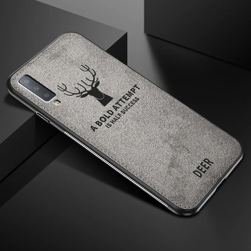 gray Тканевый чехол с оленем для телефона samsung galaxy a50 a10 a20 a30 a40 a70 мягкая задняя крышка чехол на a 50 30 70 coque capa - Цвет: gray
