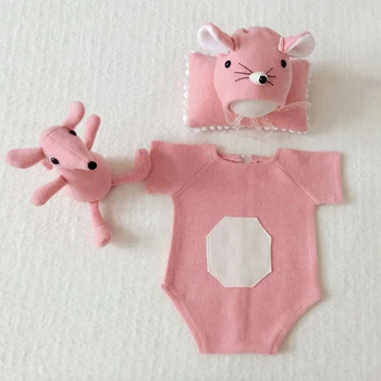 

4pcs/set Newborn Mouse Clothes Baby Photography Props,Baby Mouse Romper Set Newborn Studio Photo
