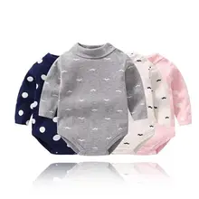 Baby Girls Bodysuit Long Sleeve high-necked dot onesie Jumpsuits Tops For Baby boy Clothes 3M-3T