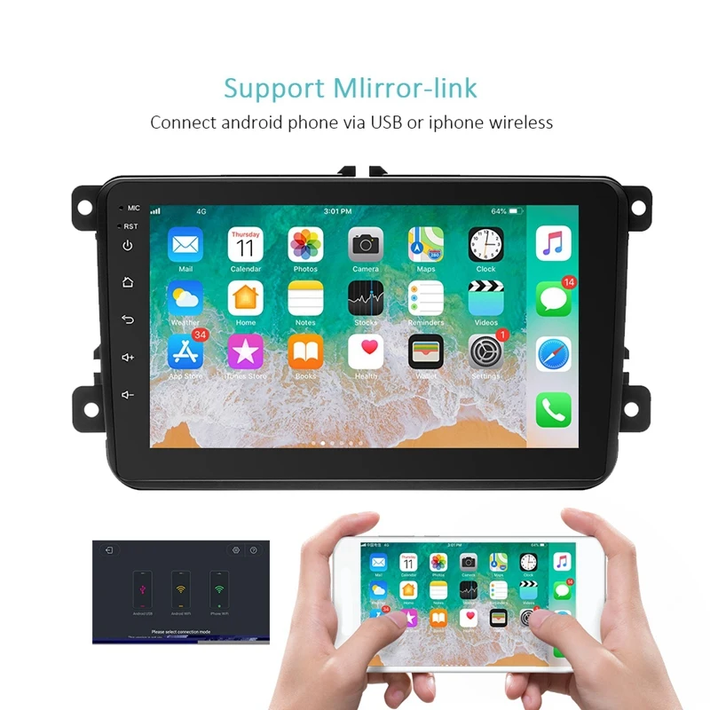 Автомобильный мультимедийный DVD плеер 2 Din 8 дюймов Android 1 Гб + 16 ГБ GPS навигация Wi Fi