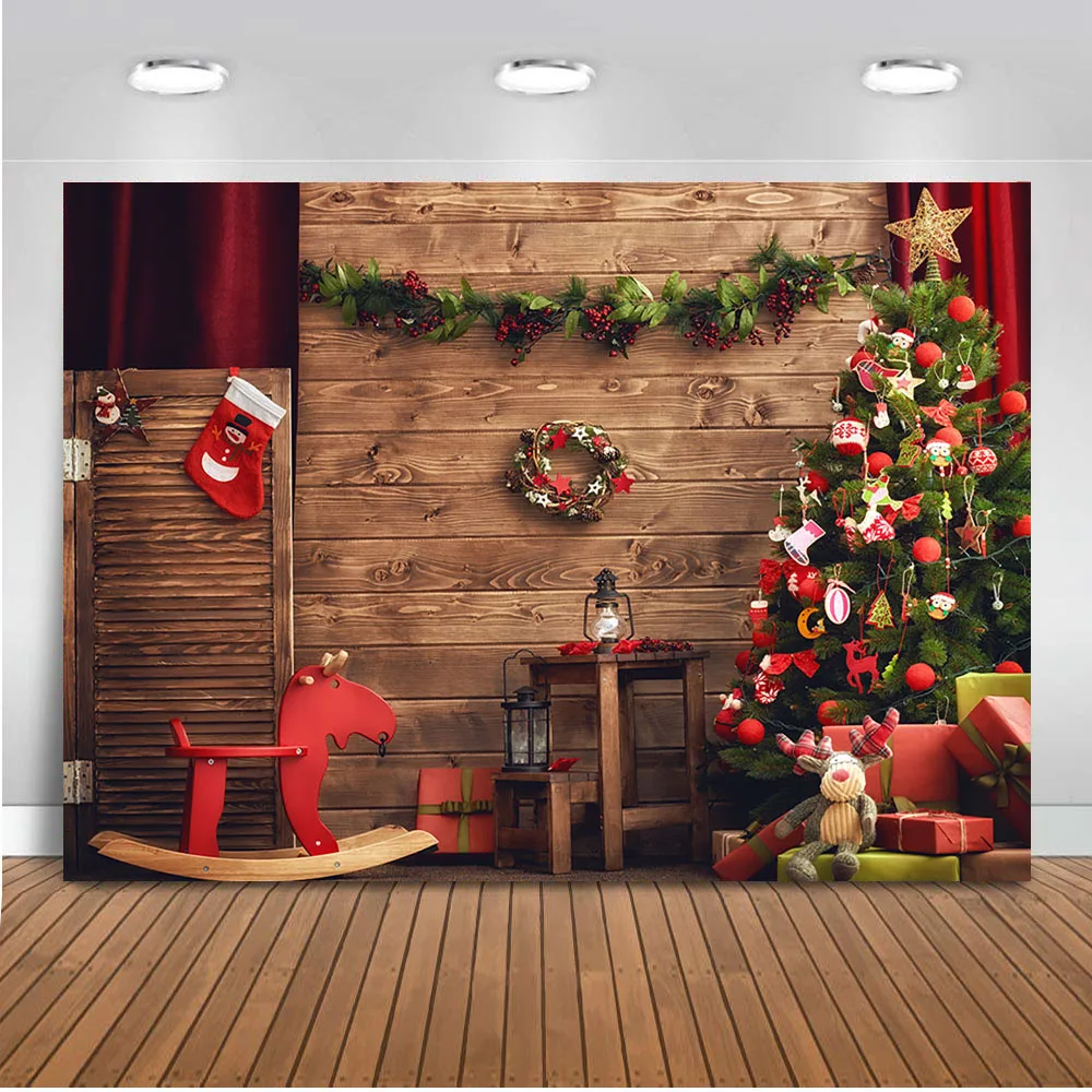 fondos navideños background for photography wood floor backdrop photo shoot studio Christmas Tree Photo booth | Электроника