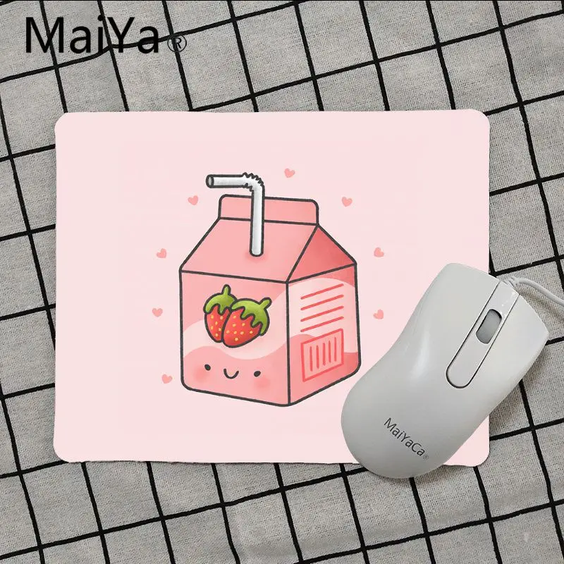 No Lock Edge18x22cm Maiya, высокое качество, милый японский коврик для мыши, клубника, молоко, резина, прочный Настольный коврик для мыши,,, игровой коврик для мыши - Цвет: No Lock Edge18x22cm