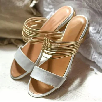 

2019 Sandals for Womens Leisure Rome Flat Plus Size Flat One Word With Peep Toe Slippers Shoes Retro