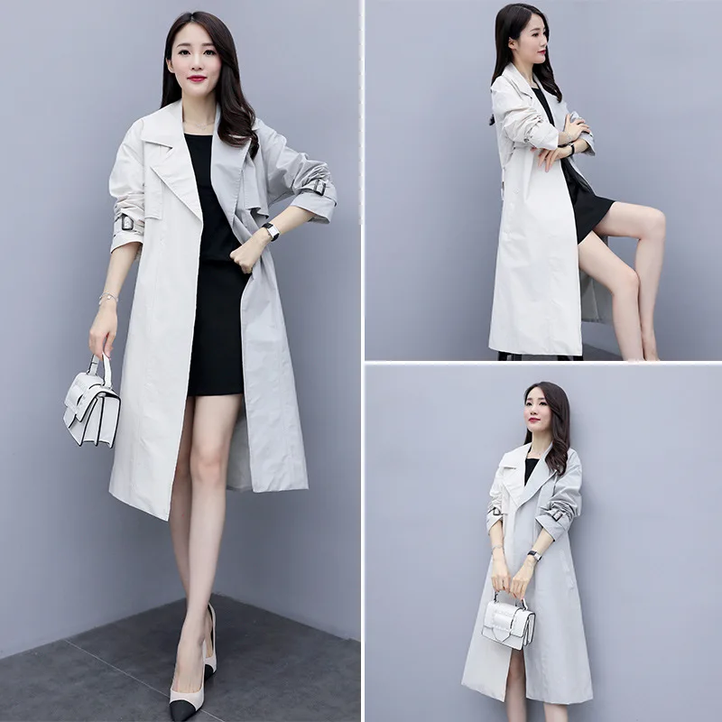 

Hong Kong Flavor Coat Women's Korean-style Loose-Fit Students Versatile 2019 Popular New Style Mid-length Trench Coat