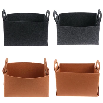 

Cloth Desktop Storage Basket With Handles Felt Simple Home Sundries Organizer Frame Ins Finishing Basket