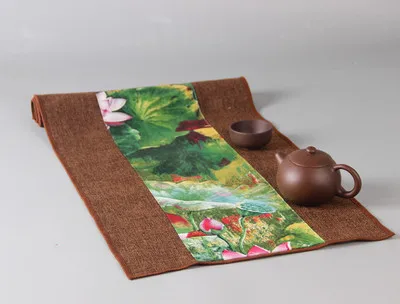 green with brown Китайский стиль лоскутный настольный бегун натуральный хлопково-льняной домашний декор обеденный стол коврик чайный стол ткань Прямоугольник Коврик - Цвет: green with brown