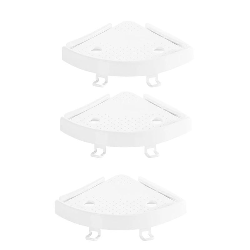 

3Pcs Bathroom Corner Storage Holder Shelves Punch- Corner Snap Up Shelf Great