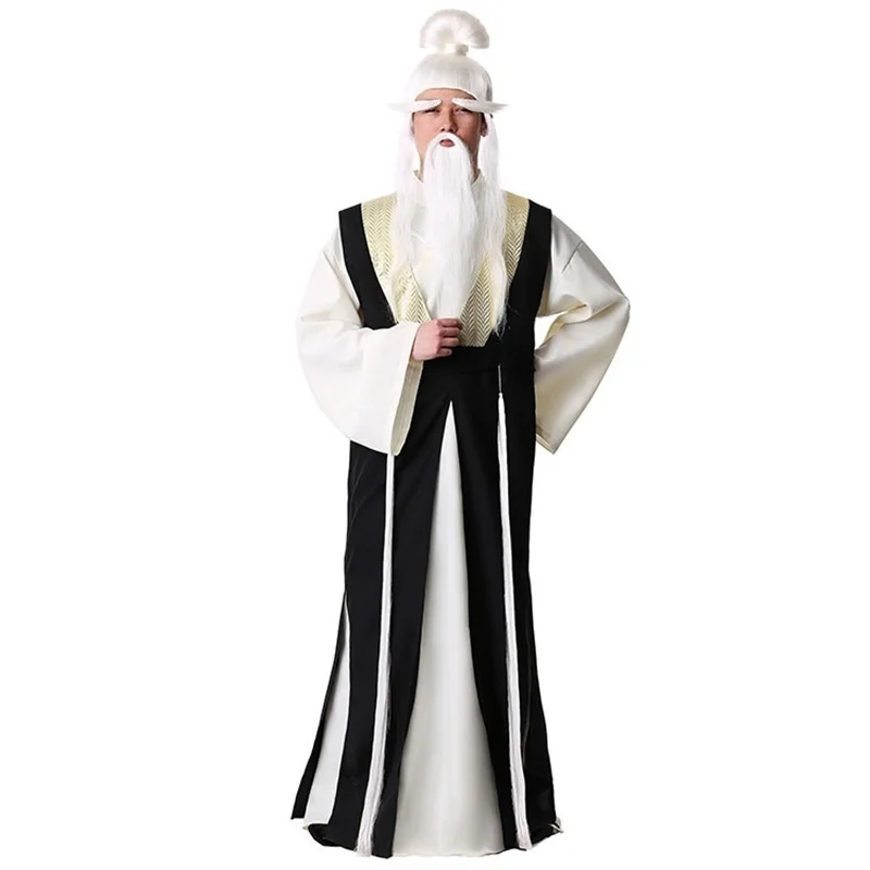 

Adult Halloween Cosplay Robe White-browed Taoist Priest Monk Cosplay Knight Robe Club Party Cosplay Jumpsuits for Men