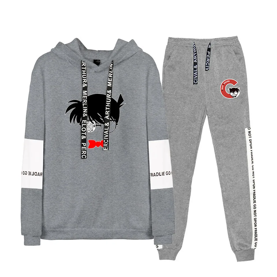 New 2019 Brand Tracksuit Fashion Detective Conan Men Sportswear Two Piece Sets Cotton hoodie+Pants Sporting Suit Male New 2019 Brand Tracksuit Fashion Detective Conan Men Sportswear Two Piece Sets Cotton hoodie+Pants Sporting Suit Male