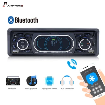 

AMprime 1 Din In-Dash Car Stereo FM Radio MP3 Audio Player 5V Charger Bluetooth USB SD AUX with Bluetooth FM Radio