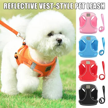 

Dog Puppy Collar Lead Leash Vest Rope Strap Harness Breathable Reflective for Outdoor LXY9