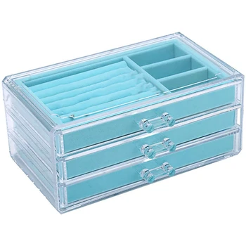 

Women's Jewelry Box with 3 Drawers, Velvet Jewelry Storage Box Earrings Bracelet Necklace and Ring Storage