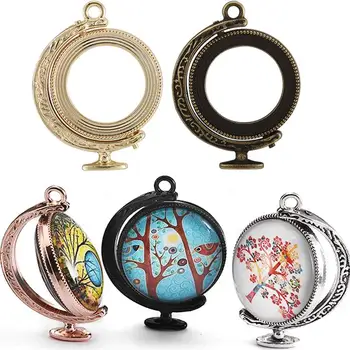 

5pcs Globe Double Sided Rotating Base Setting Fit 25mm Round Glass Cabochon Blank Bezel Diy Jewelry Making Findings Accessories