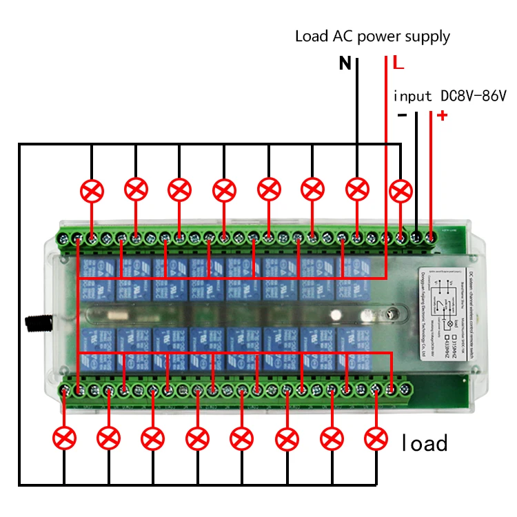 Interruptor de Controle Remoto sem Fio para Luz Placa de Controle do Pwb com Relés 12v Placa de Relé 433mhz rf 16 ch 12v 24v 36v 48v - Image 6