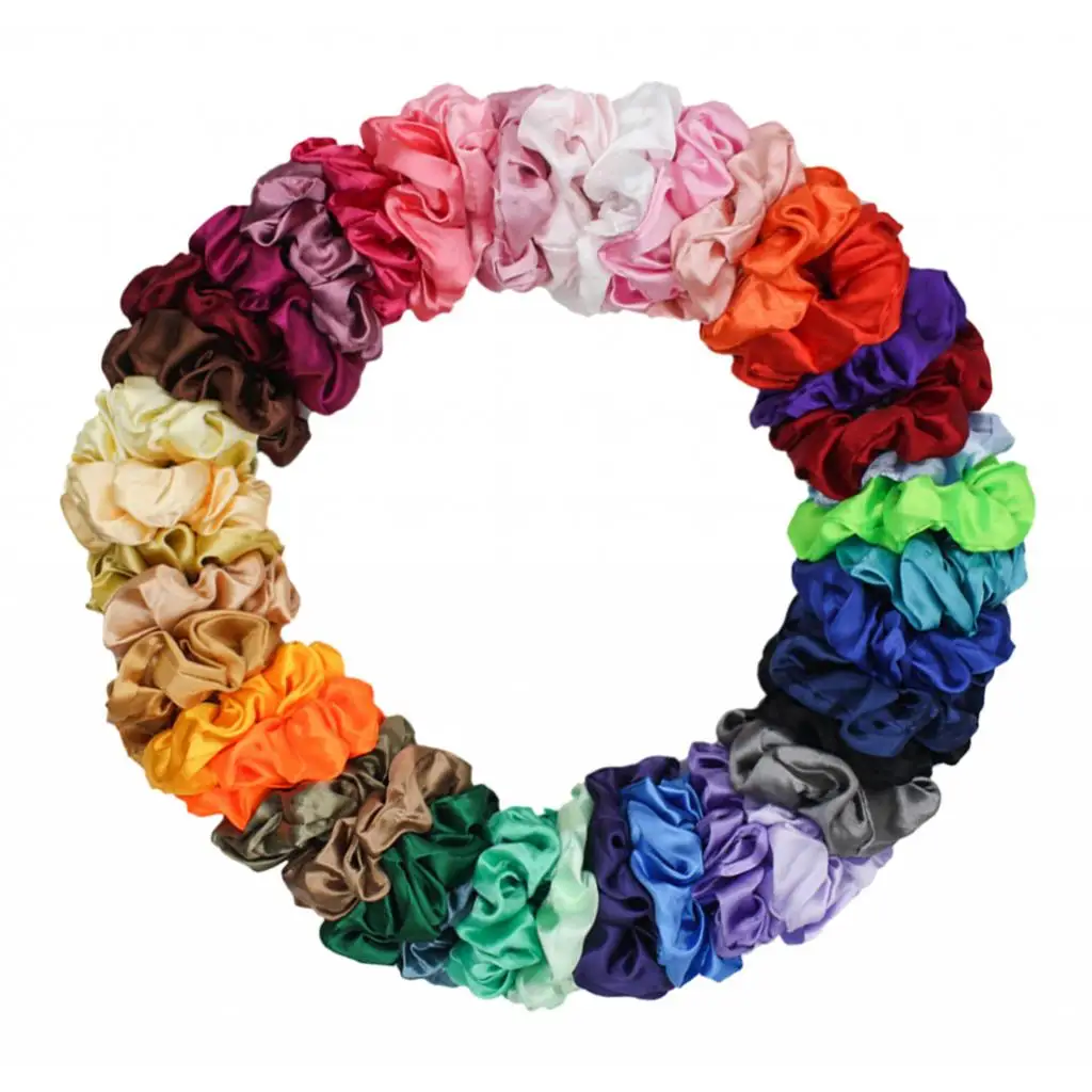 40 Bulk Satin Silky Hair Scrunchies Elastic Hair Ties Rope Band Mixed Colors
