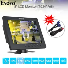 Cheap Eyoyo EM08C 8" 1024X768 Portable TV Monitor with VGA HDMI BNC USB Type C IPS Screen for PC DVD DVR CCTV Camera Windows 7 8 10