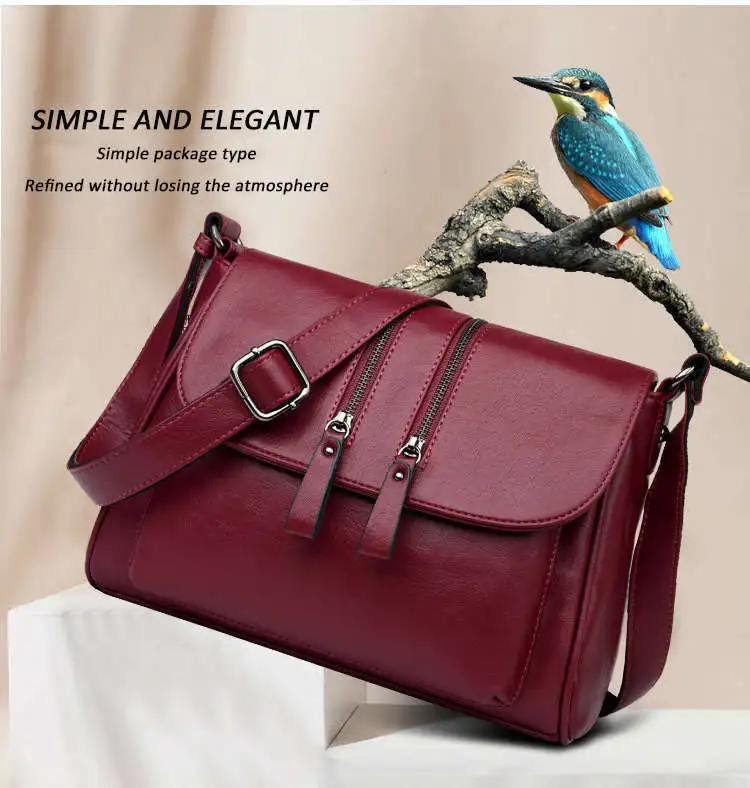 High Quality Leather Women Shoulder Crossbody Bags For Large Handbag Fashion Double Zipper Soft Ladies Bag Bolsas Femininas