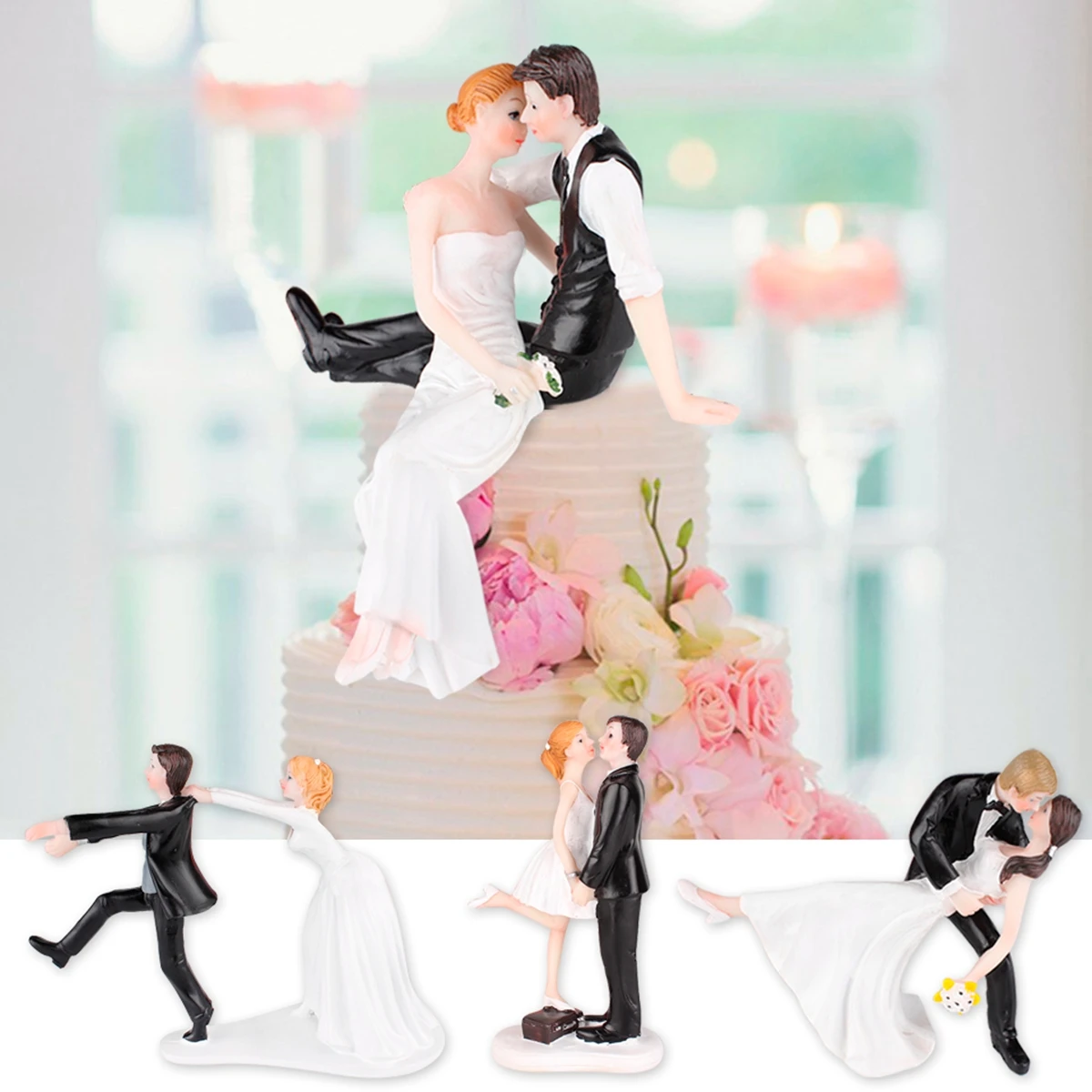 QIFU Свадебный Торт Топперы Жених и невеста многоразовые романтические торт Топпер смолы подарочные фигурки Свадебные товары для украшения торта
