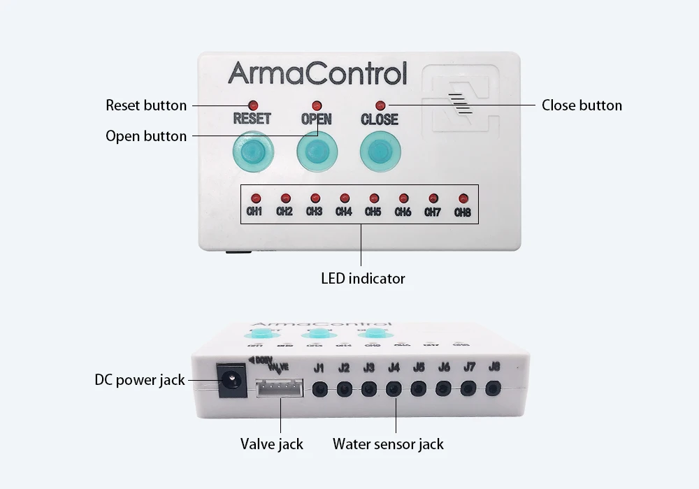 Controlador de Vazamento de Água Alarme para Casa 6m com 2 Detector Inteligente Sensor Cabo Pces 1 - 2 Bsp Válvula Dn15 Torneira 4 Sensor e detector