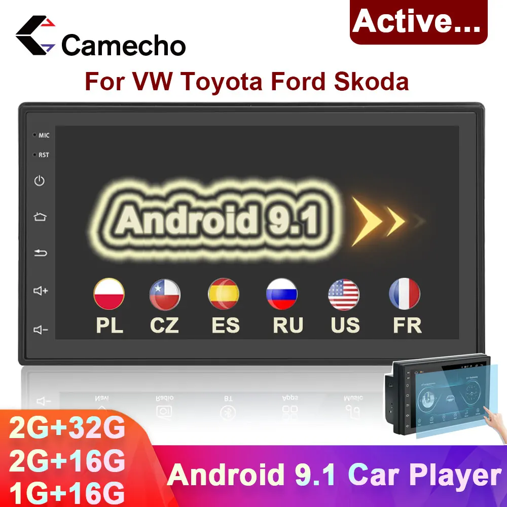 Автомагнитола Camecho 2 Din Android 9 1 7 дюймов Bluetooth GPS|Мультимедиаплеер для авто| |