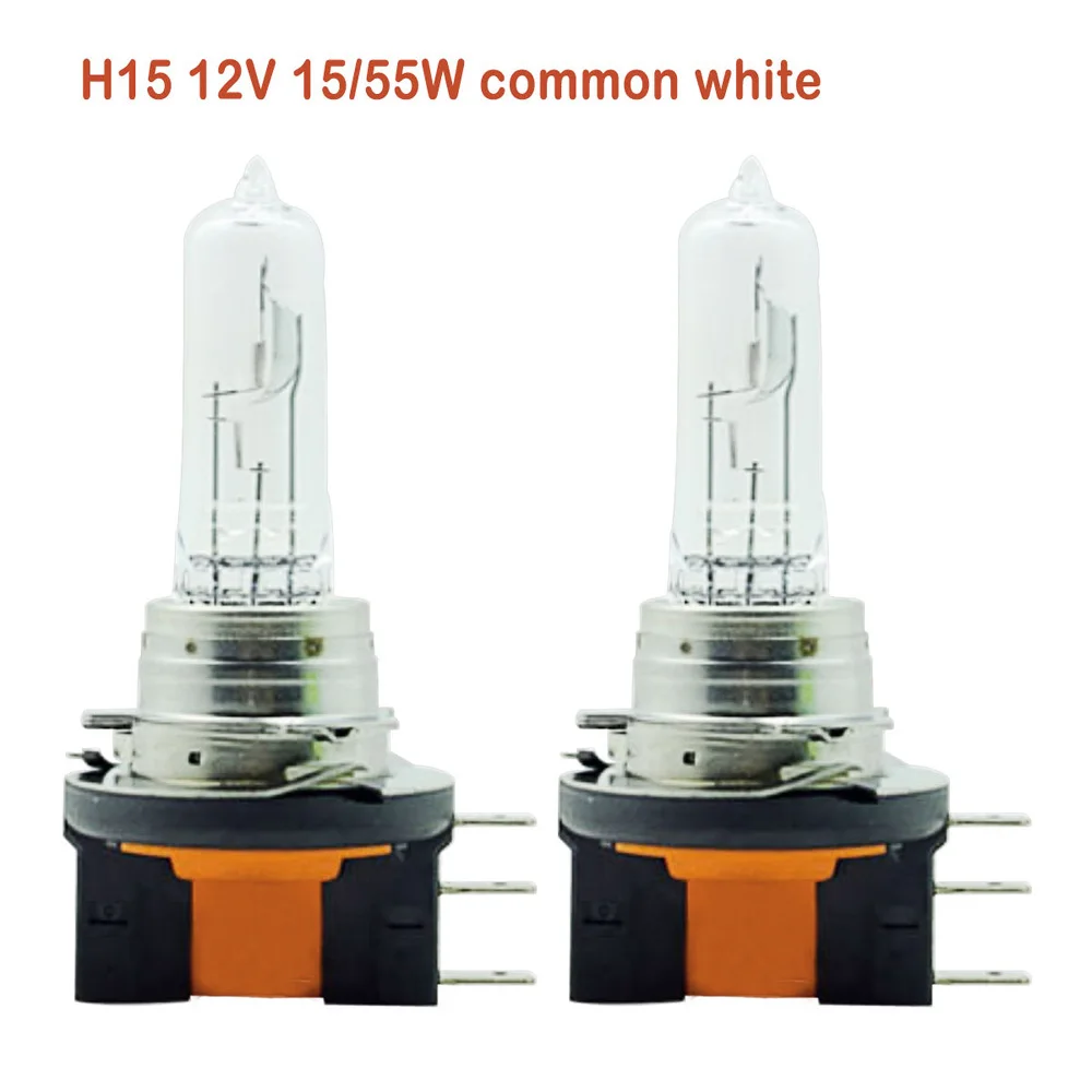 2pcs Car H15 Halogen Bulbs 12V Turn Signal Headlight Fog Light DRL 55W Transparent White Halogen Bulb Light