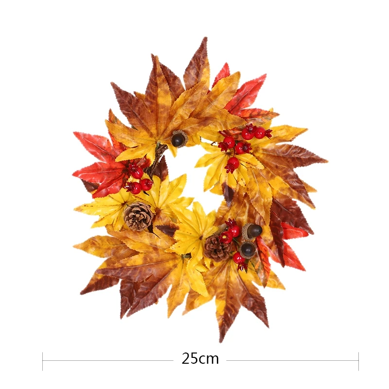 New-Gold Maple Leaf Berry Wreath Halloween&Christmas Door Home Decor