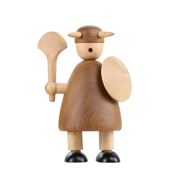 

New Arrival Nordic Horrible Vikings Miniature Puppet Creative Figurines Home Decor Statues Solid Oak Wooden Ornament Kids Gifts
