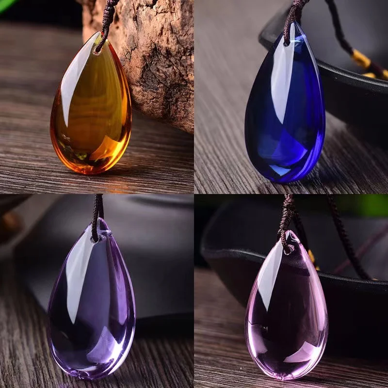 

Natural amethyst blue Crystal Yellow-pink crystal Pendants Fashion Charm Men and women gifts Trinkets Crystal Pendant