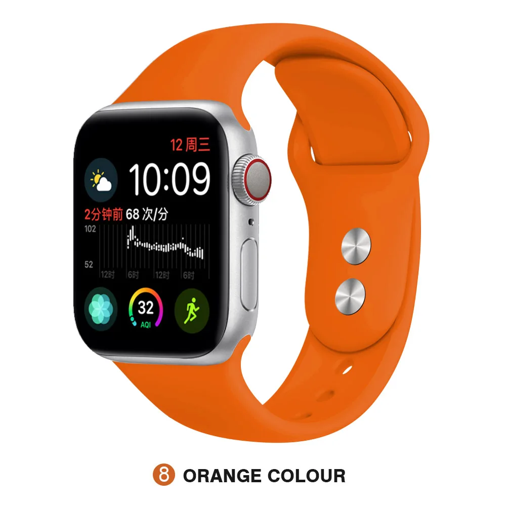 Силиконовый ремешок для Apple Watch 38 мм 42 мм iwatch 5 ремешок 44 мм 40 мм спортивный браслет резиновый ремешок для iwatch 4 3 2 1 - Цвет ремешка: Orange