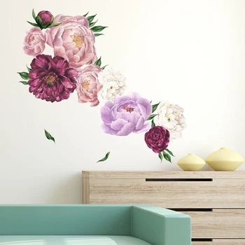 

Wall Sticker Peony Rose Flowers Wall Stickers Living Room Art Nursery Decals Kids Home Decor Gift Waterproof Removable
