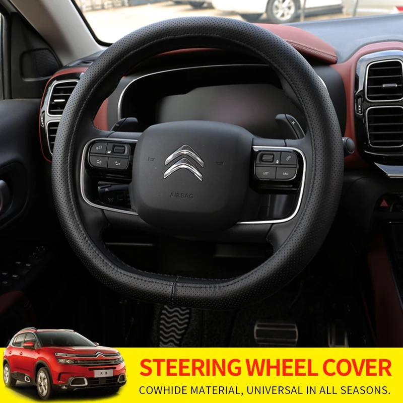 

Leather steering wheel cover Car Steering Wheel Cover Skidproof Auto Steering wheel cover For Citroen Aircross C5