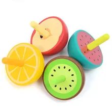 4 шт. прекрасный красочный фруктовый гироскоп яблоко лимон арбуз, киви ручной деревянный вращающийся гироскоп дети Непоседа Спиннер игрушки для детей подарок