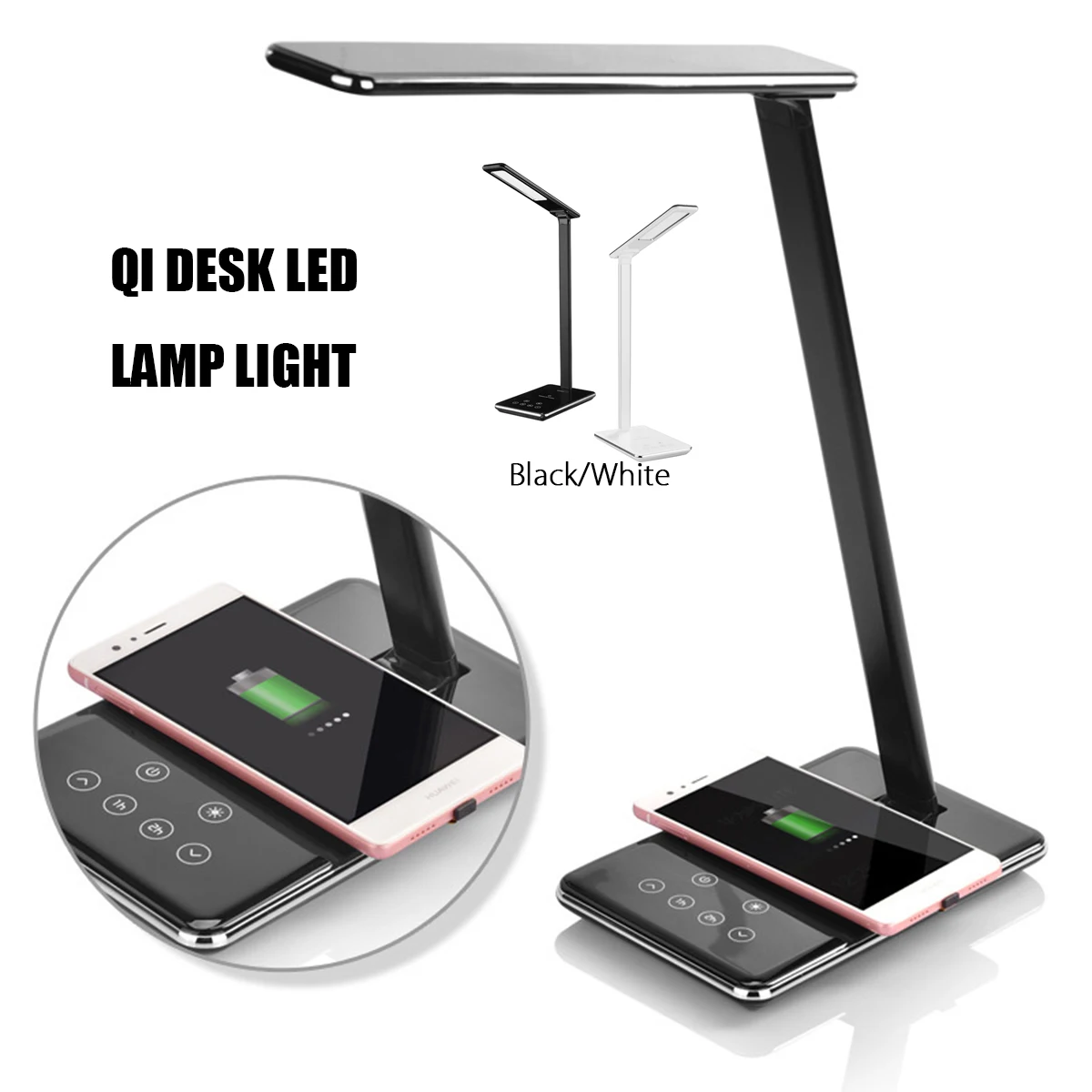 Tanie Qi lampa stołowa led światła ściemniania lampy biurko QI bezprzewodowa podkładka ładująca szybka telefon komórkowy uchwyt do ładowania stojak składany lampka do czytania