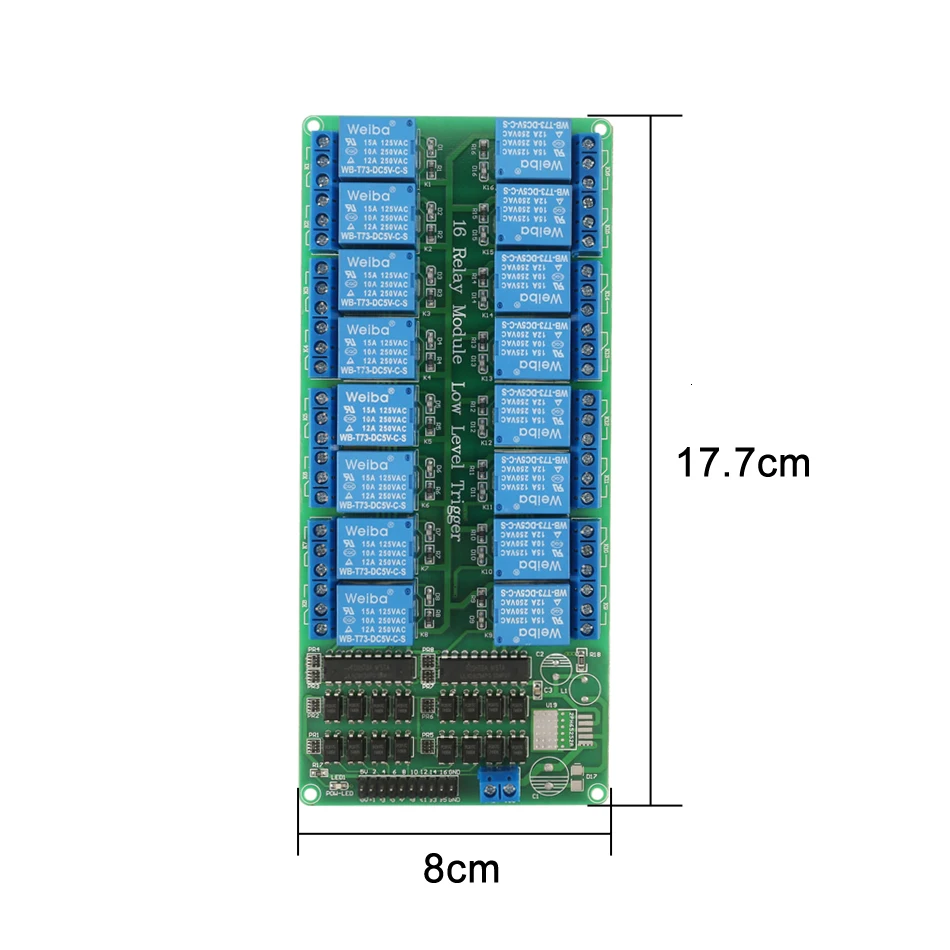 16 переключатель низкого уровня пластины SSR 5 В/12 В постоянного тока сплошной экран модуль SSR 5 В DC для Ardui для микроpic микроконтроллер ARM PLC control